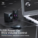 Aula N-108 Stiilne Kompaktne PC / Notebook 2.0 10W Stereo Kõlarid 3.5mm + USB RGB + Kaugjuhtimine Mu
