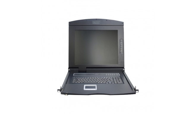 DIGITUS modularized 43.2cm 17inch TFT console with 8 port KVM US keyboard RAL 9005 black color