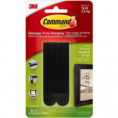Pildikinnitusribad 3M COMMAND 17206BLK L suurus must, 7,2kg