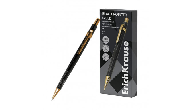 Mechanical pencil ErichKrause® Black Pointer Gold 0.5 mm, HB (box 12 pcs.)