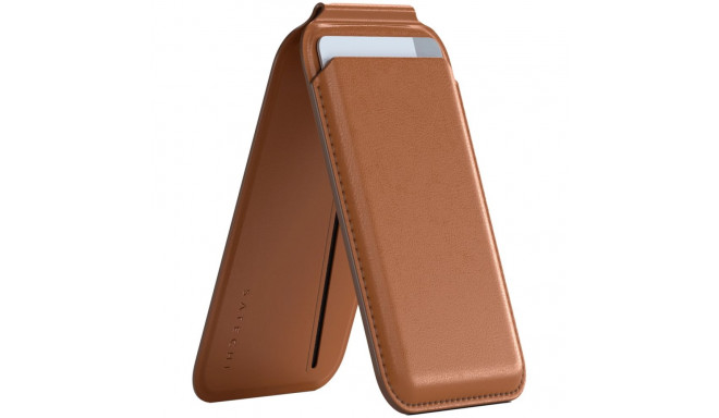 SATECHI Vegan-Leather Magnetic Wallet Stand (Brown)