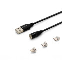 USB Cable - Savio Cl-155 2m USB 2.0 USB-C Micro-usb Lightning Black