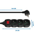 Power Strip - Esperanza ELK210K 3 AC Outlets 1.5m Black