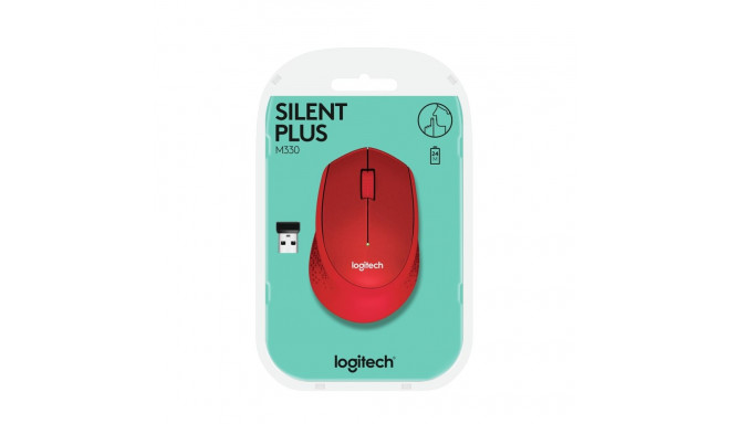 Computer Mouse - Logitech M330 Silent Plus Wireless 1000 DPI 10m Range AA Battery Red