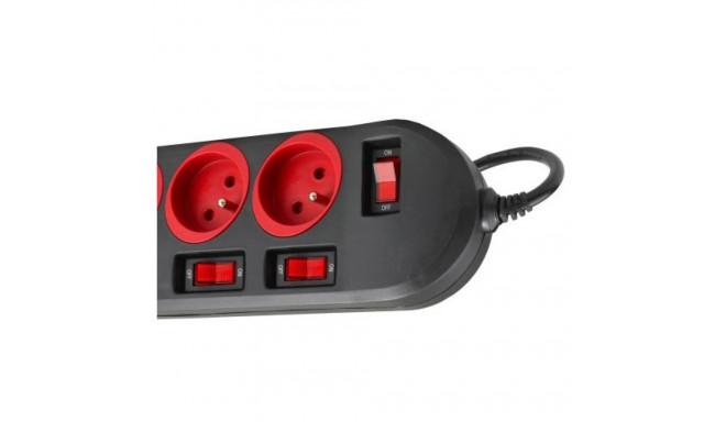 Power Extension - Maclean MCE204 1.5m 5 AC Outlets Indoor Red, Black