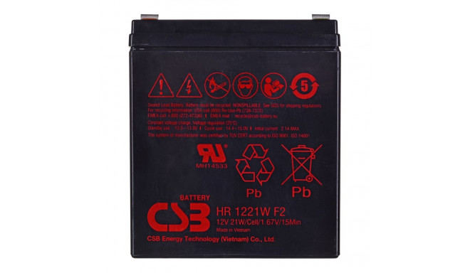 12V Battery - CSB HR1221WF2 5.3Ah Sealed Lead Acid Black