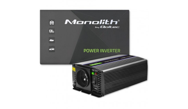 Power Adapter/Inverter - Qoltec Monolith 600W Auto/Indoor Black