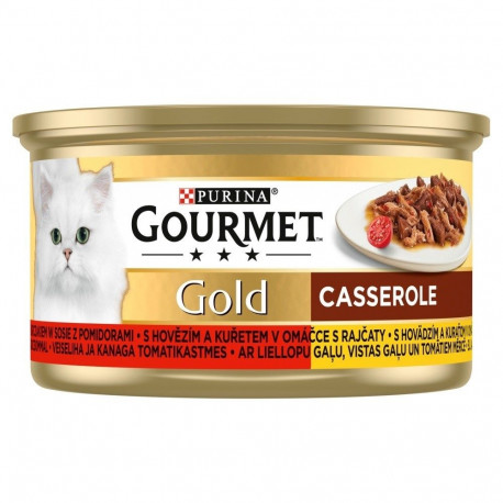 Wet Cat Food - GOURMET GOLD Casserole Beef and Chicken 85g