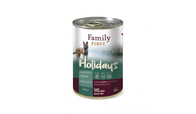 Wet Dog Food - FAMILY FIRST Holidays Adult Lamb, Rabbit, Carrot 400g
