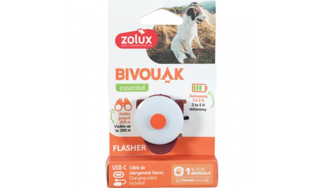 Dog ID Tag - ZOLUX BIVOUAK LED USB Red