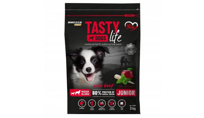 Dog Food - BIOFEED Tasty Life Junior Beef 3kg Medium & Large