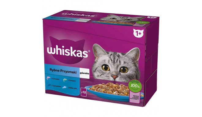 Wet Cat Food - Whiskas 12x85g White Fish, Cod, Salmon, Tuna