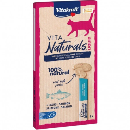 Cat Treats - Vitakraft Vita Naturals Liquid Salmon 5 X 15g Cat Treats