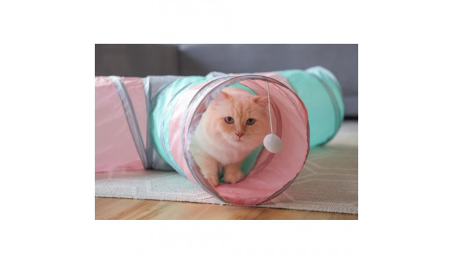 Cat Toy - KERBL Large Triangular Tunnel with Plush Ball Turquoise/Grey