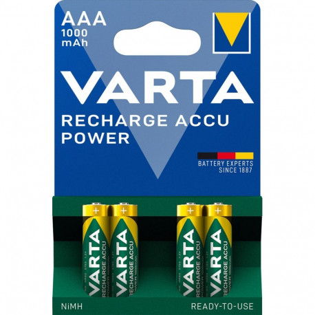 Battery - VARTA HR03 AAA 1000 mAh NiMH Rechargeable 4 pcs Green, Yellow