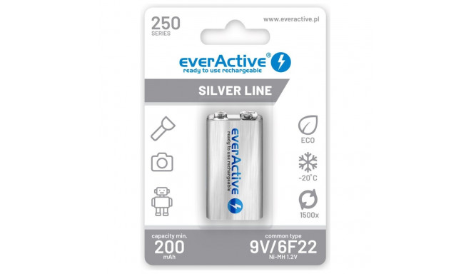 Rechargeable Battery - everActive Ni-MH 6F22 200 mAh White