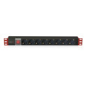 Power Distribution Unit - Techly I-CASE STRIP-81UD 8 AC Outlets Black, Red