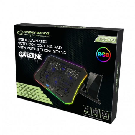 Cooling Pad - Esperanza EGC109 3 Fans 2100 RPM Black