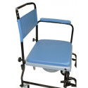 Folding Toilet Trolley - Blue with Armrest and Backrest