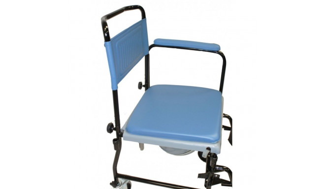 Folding Toilet Trolley - Blue with Armrest and Backrest