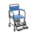 Folding Toilet Trolley - Blue with Armrest and Backrest