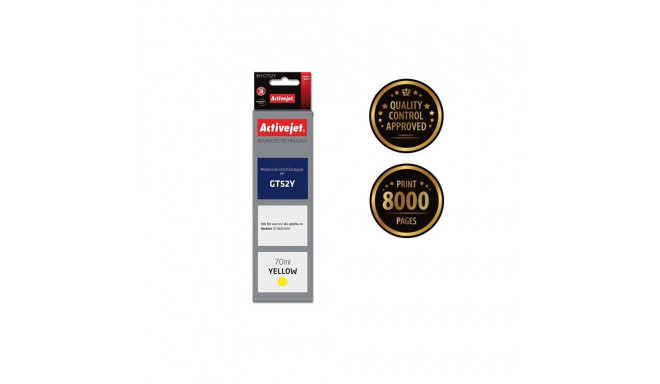 Ink Cartridge - Activejet AH-GT52Y 70ml High Yield Replacement for HP GT-52Y Yellow