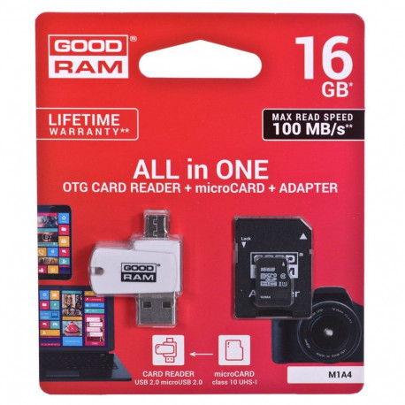 Memory Card - Goodram M1A4-0160R12 16 GB MicroSDHC Class 10 UHS-I