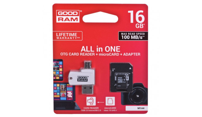 Memory Card - Goodram M1A4-0160R12 16 GB MicroSDHC Class 10 UHS-I