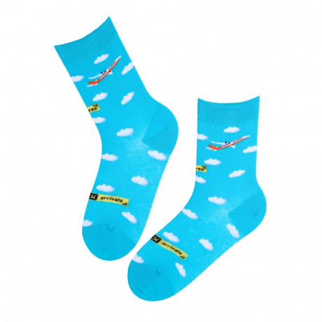 SOKISAHTEL ARRIVALS helesinised reisiteemalised puuvillased sokid 444