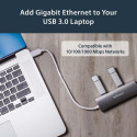 StarTech.com 3-Port Portable USB 3.0 Hub plus Gigabit Ethernet - Built-In Cable~3-Port Portable USB 