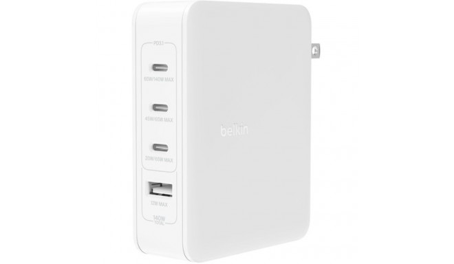 "Belkin 140 Watt 4-Port GaN Ladegerät mit UK, EU, US Stecker"