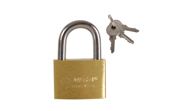 Padlock messingist SLIM 25mm 3 võtit