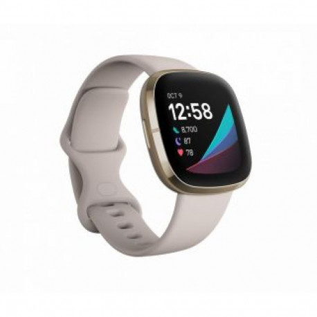 Fitbit Sense Lunar Soft Gold Stainless Steel White