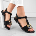 Comfortable sandals with zircons S.Barski W OLI261A, black (37)