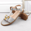 Comfortable sandals with zircons S.Barski W OLI261B, silver (37)
