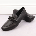 Comfortable leather shoes with a chain Remonte W RKR645, black (38)