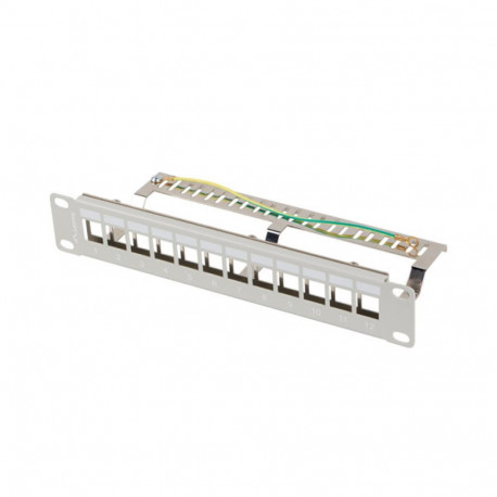 PATCH PANEL BLANK 12 PORT 1U 10" FTP FOR KEYSTONE MODULES GREY LANBERG V2