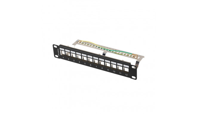 PATCH PANEL BLANK 12 PORT 1U 10" FTP FOR KEYSTONE MODULES BLACK LANBERG V2