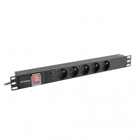 Lanberg toitejaotusseade (PDU) 19" 1U 16A 2M 5X Prantsuse pistikupesa, must