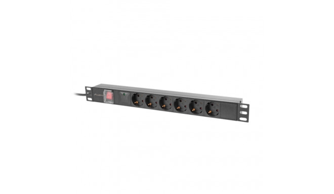 POWER DISTRIBUTION UNIT (PDU) 19" LANBERG 1U 16A 2M 6X SCHUKO OUTLETS BLACK