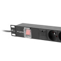 POWER DISTRIBUTION UNIT (PDU) 19" LANBERG 1U 16A 2M 5X FRENCH OUTLETS BLACK