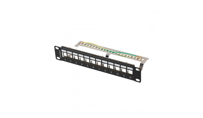 PATCH PANEL BLANK 12 PORT 1U 10" FTP FOR KEYSTONE MODULES BLACK LANBERG V2