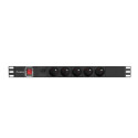 POWER DISTRIBUTION UNIT (PDU) 19" LANBERG 1U 16A 2M 5X FRENCH OUTLETS BLACK