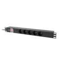 POWER DISTRIBUTION UNIT (PDU) 19" LANBERG 1U 16A 2M 5X FRENCH OUTLETS BLACK