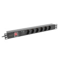 POWER DISTRIBUTION UNIT (PDU) 19" LANBERG 1U 16A 2M 6X SCHUKO OUTLETS BLACK