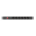 POWER DISTRIBUTION UNIT (PDU) 19" LANBERG 1U 16A 2M 6X SCHUKO OUTLETS BLACK