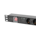 POWER DISTRIBUTION UNIT (PDU) 19" LANBERG 1U 16A 2M 5X SCHUKO OUTLETS BLACK