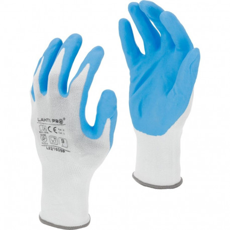 Rękawice nitr. biało-nieb. l221609p, karta, "9", ce, lahti