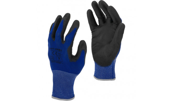 Rękawice pu niebiesko-czarne l231008p, karta, "8", ce, lahti