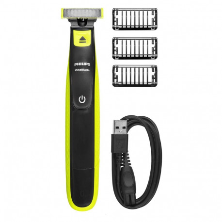 Electric Shaver - Philips Norelco OneBlade QP2724/10 Rechargeable Trimmer Washable Grey, Lime
